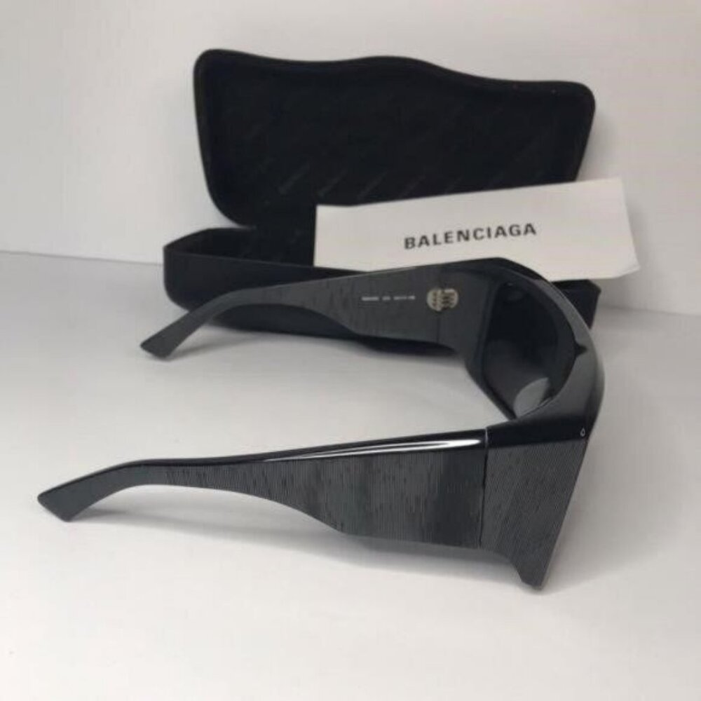 Original Balenciaga Black BB0002S Shield Sunglasses - Picture 3 of 9